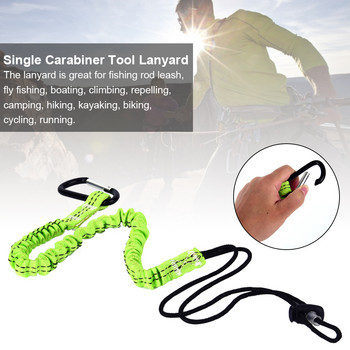 Single Carabiner Tool Rescue Rope Lanyard Safety Elastic Tool Lanyard with Single Carabiner and Adjustable Loop for Climbing