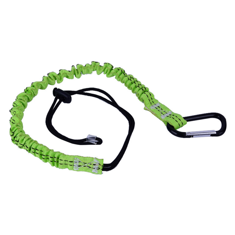 Vienas karabīnes instrumenta glābšanas virves štrope, drošības elastīga darbarīka aukla ar vienu karabīni un regulējamu cilpu kāpšanai