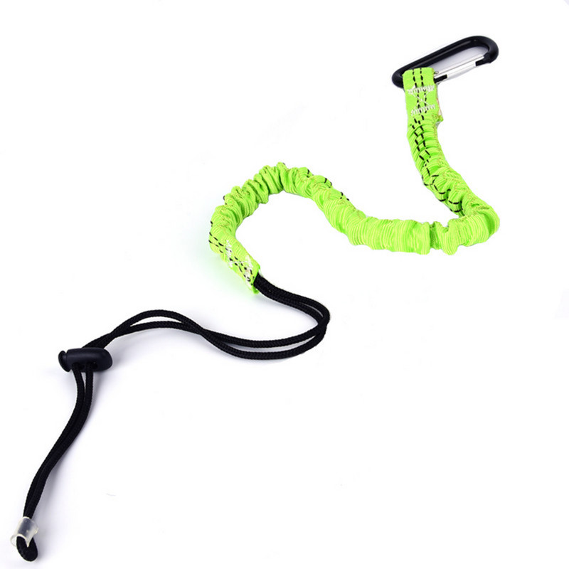 Vienas karabīnes instrumenta glābšanas virves štrope, drošības elastīga darbarīka aukla ar vienu karabīni un regulējamu cilpu kāpšanai