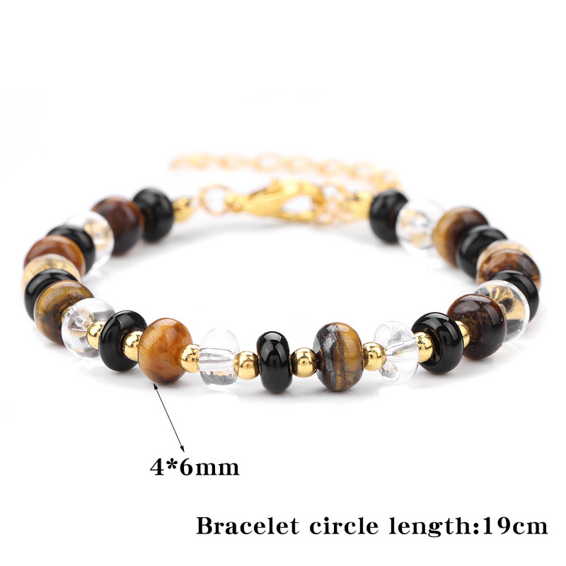 Apvalios formos karoliukai Apyrankė Natūralus akmuo Tiger Eye Lapis Lazuli Apyrankės Energiją reguliuojančios elastinės Papuošalai Vyrams Moterims