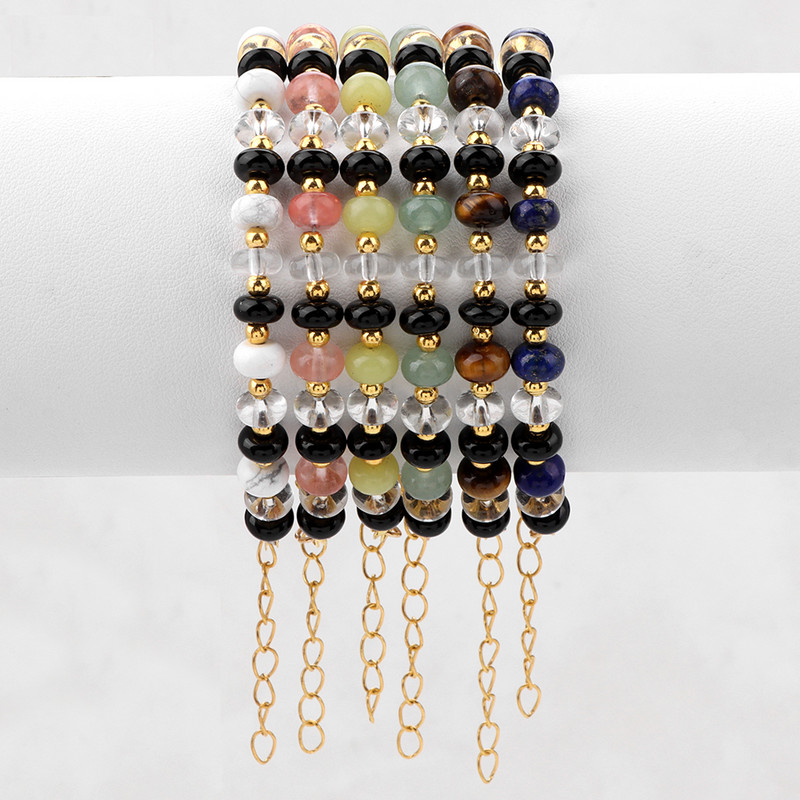 Apvalios formos karoliukai Apyrankė Natūralus akmuo Tiger Eye Lapis Lazuli Apyrankės Energiją reguliuojančios elastinės Papuošalai Vyrams Moterims