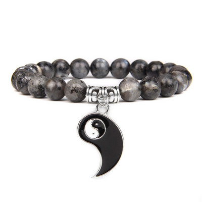 Pāri Rokassprādze Dabīgais akmens Krelles TAIJI Šarms Rokassprādzes 8mm Vulkāniskas Lavas Krelles Elastīga Rokassprādze Vīrieši Yinyang Rotaslietas Sievietēm