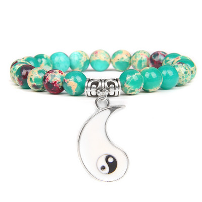 Pāri Rokassprādze Dabīgais akmens Krelles TAIJI Šarms Rokassprādzes 8mm Vulkāniskas Lavas Krelles Elastīga Rokassprādze Vīrieši Yinyang Rotaslietas Sievietēm