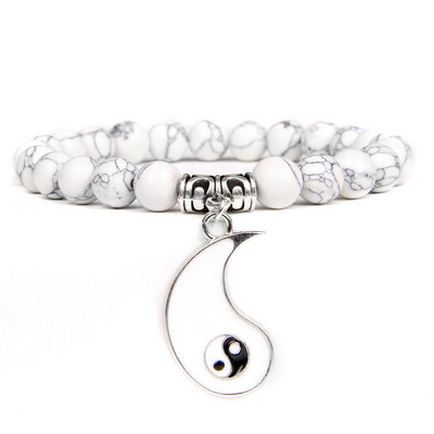 Pāri Rokassprādze Dabīgais akmens Krelles TAIJI Šarms Rokassprādzes 8mm Vulkāniskas Lavas Krelles Elastīga Rokassprādze Vīrieši Yinyang Rotaslietas Sievietēm