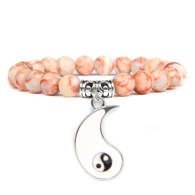 Pāri Rokassprādze Dabīgais akmens Krelles TAIJI Šarms Rokassprādzes 8mm Vulkāniskas Lavas Krelles Elastīga Rokassprādze Vīrieši Yinyang Rotaslietas Sievietēm