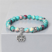 Sievietēm Dabīgā akmens Rokassprādze Lotoss Kulons Pērlītes Rokassprādze Amazonīts Kvarcs Smalkas Rokassprādzes Vīriešu Reiki Balance Rotaslietas Draugiem Dāvana