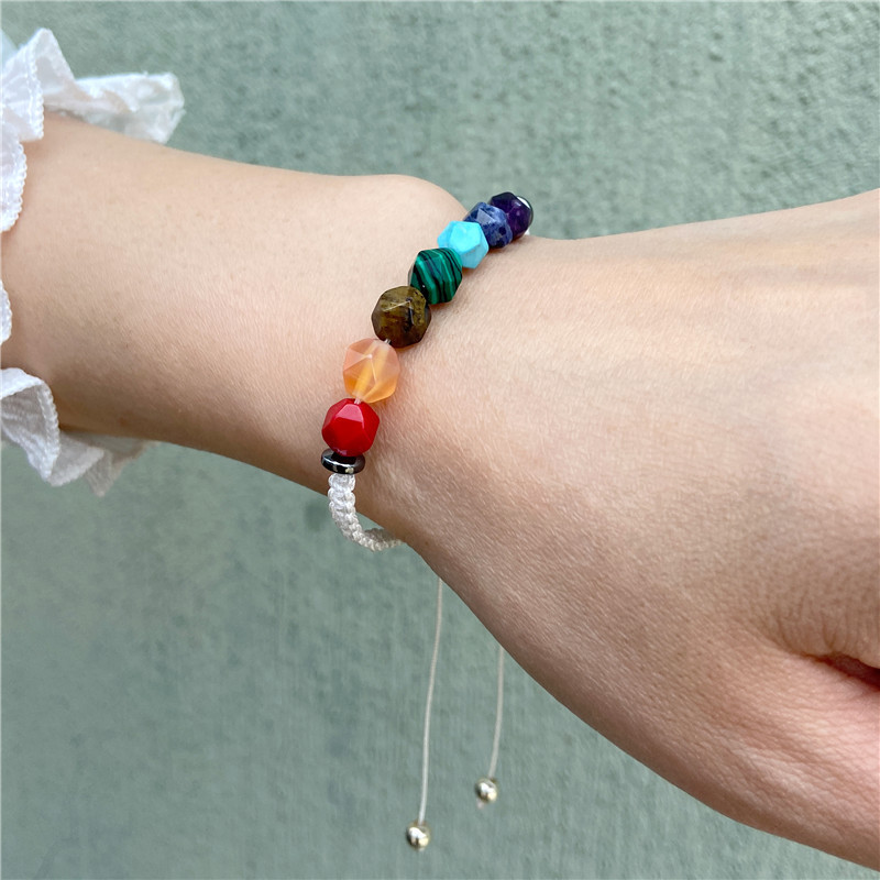 Szabálytalan kőgyöngyök karkötő Természetes kő fonott karkötő Többszínű állítható kézzel készített karkötők férfi női szerencsés ékszerek