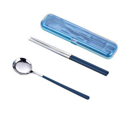 Pārnēsājams ceļojumu galda piederumu komplekts no nerūsējošā tērauda pusdienu traukiem skolas piknikam Irbulīši Karote Dakša Vakariņu komplekts ar kārbu 1 komplekts