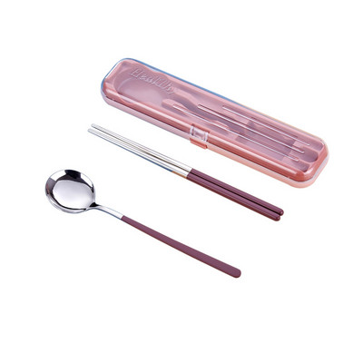 Pārnēsājams ceļojumu galda piederumu komplekts no nerūsējošā tērauda pusdienu traukiem skolas piknikam Irbulīši Karote Dakša Vakariņu komplekts ar kārbu 1 komplekts