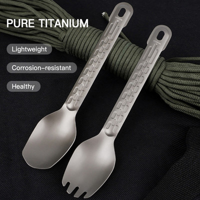 Titanium Spork Spoon Kempinga vakariņas Spork Galda piederumi Galda piederumi Ārā Mājai Īpaši viegli gatavošanas piknika piederumi