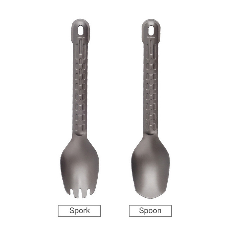 Titanium Spork Spoon Camping Vacsora Spork Evőeszközök Evőeszközök kültéri Otthoni Ultrakönnyű főzési piknik kiegészítők