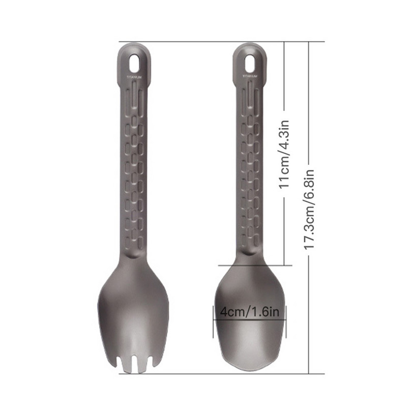 Titanium Spork Spoon Camping Vacsora Spork Evőeszközök Evőeszközök kültéri Otthoni Ultrakönnyű főzési piknik kiegészítők