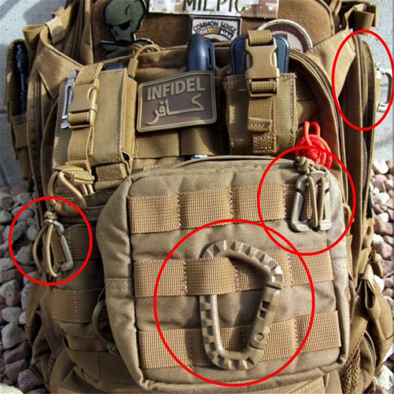 Taktiskā karabīne āra ITW Medium Molle sprādzes aizdare mugursoma D formas sprādzes atslēgu piekariņš Militārie kempinga kāpšanas piederumi