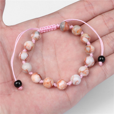 Γυναικείο βραχιόλι από φυσική πέτρα Στρογγυλές χάντρες Πλεκτό Βραχιόλι Χαλαζίας Αχάτες Ελαστικό Σχοινί Βραχιόλια Ανδρικά Προσευχή Διαλογισμός Κοσμήματα