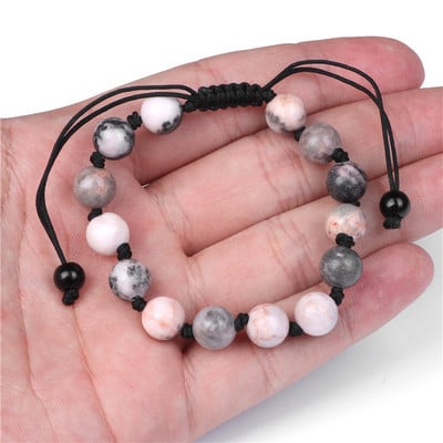Γυναικείο βραχιόλι από φυσική πέτρα Στρογγυλές χάντρες Πλεκτό Βραχιόλι Χαλαζίας Αχάτες Ελαστικό Σχοινί Βραχιόλια Ανδρικά Προσευχή Διαλογισμός Κοσμήματα