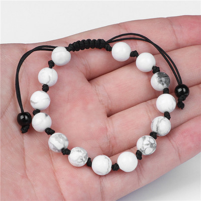 Γυναικείο βραχιόλι από φυσική πέτρα Στρογγυλές χάντρες Πλεκτό Βραχιόλι Χαλαζίας Αχάτες Ελαστικό Σχοινί Βραχιόλια Ανδρικά Προσευχή Διαλογισμός Κοσμήματα