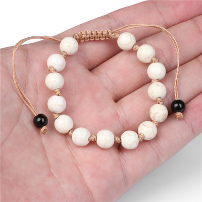 Γυναικείο βραχιόλι από φυσική πέτρα Στρογγυλές χάντρες Πλεκτό Βραχιόλι Χαλαζίας Αχάτες Ελαστικό Σχοινί Βραχιόλια Ανδρικά Προσευχή Διαλογισμός Κοσμήματα