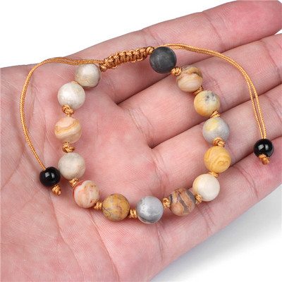 Γυναικείο βραχιόλι από φυσική πέτρα Στρογγυλές χάντρες Πλεκτό Βραχιόλι Χαλαζίας Αχάτες Ελαστικό Σχοινί Βραχιόλια Ανδρικά Προσευχή Διαλογισμός Κοσμήματα