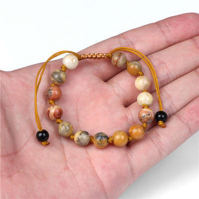 Γυναικείο βραχιόλι από φυσική πέτρα Στρογγυλές χάντρες Πλεκτό Βραχιόλι Χαλαζίας Αχάτες Ελαστικό Σχοινί Βραχιόλια Ανδρικά Προσευχή Διαλογισμός Κοσμήματα