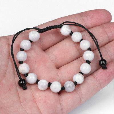 Γυναικείο βραχιόλι από φυσική πέτρα Στρογγυλές χάντρες Πλεκτό Βραχιόλι Χαλαζίας Αχάτες Ελαστικό Σχοινί Βραχιόλια Ανδρικά Προσευχή Διαλογισμός Κοσμήματα