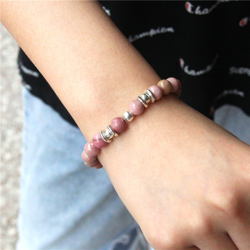 Naiste helmestega käevõru Naturaalsest rodokrosiidist fluoriidist kivist helmed võluvad käevõrud ümmarguse energiaga jooga elegantsed ehted Homme kingitused