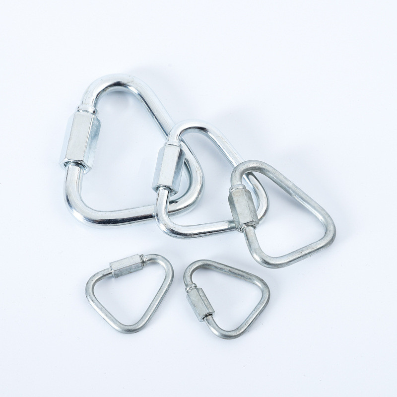 Trikampis greito sujungimo žiedas, alpinizmo sagtis, nerūdijančio plieno karabinas, užsegamas kabliukas, sagtis, varžtas, užraktas, 6 dydžio raktų pakabukas