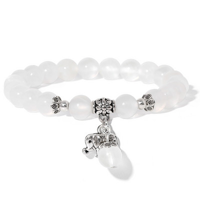 Dabīga amazonīta akmens rokassprādze apaļa krelles rokassprādze ziloņu šarmu rokassprādzes vīriešiem sievietēm modes Lucky jogas rotaslietas 8mm