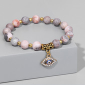 Dabīga rozā Zebra akmens rokassprādze Sieviešu krelles Rokassprādzes Vīriešiem Sieviešu Evil Eye Kulons Rokassprādze Laimīgs modes šarms Rotaslieta Dāvana