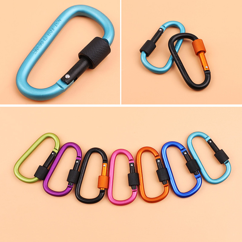 Алуминиева сплав за катерене на открито D-образна катарама Карабинер ключодържател за оцеляване Къмпинг катерене Закопчалка за закопчаване Ключодържател с катарама за раница