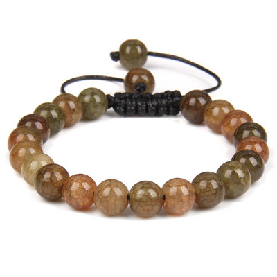 Zaļās ahāta rokassprādze 8 mm pūķa vēnām, plaisātas agata akmens rokassprādzes, regulējamas sievietēm vīriešiem, rokām darinātas enerģijas rokassprādzes rotaslietas