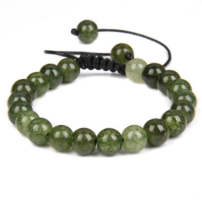 Zaļās ahāta rokassprādze 8 mm pūķa vēnām, plaisātas agata akmens rokassprādzes, regulējamas sievietēm vīriešiem, rokām darinātas enerģijas rokassprādzes rotaslietas