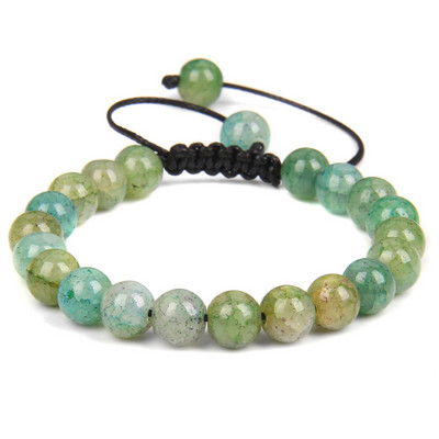 Zaļās ahāta rokassprādze 8 mm pūķa vēnām, plaisātas agata akmens rokassprādzes, regulējamas sievietēm vīriešiem, rokām darinātas enerģijas rokassprādzes rotaslietas