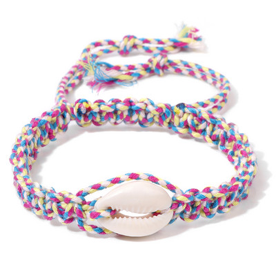 Sieviešu vasaras apvalks gliemežnīcas kulonu rokassprādze ar rokām darināta pīta virve Bohēmijas stila aproces Meiteņu pludmales ballītei potīšu rotaslietas aksesuāri