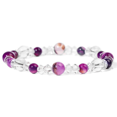 Sieviešu dabīgā akmens ahāts rokassprādze Balta kristāla krelles rokassprādze Moderns apaļš krelles rokassprādzes Reiki jogas rotaslietas sievietēm vīriešiem