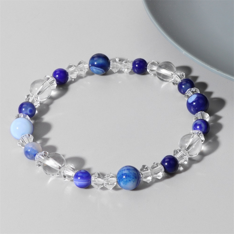 Sieviešu dabīgā akmens ahāts rokassprādze Balta kristāla krelles rokassprādze Moderns apaļš krelles rokassprādzes Reiki jogas rotaslietas sievietēm vīriešiem