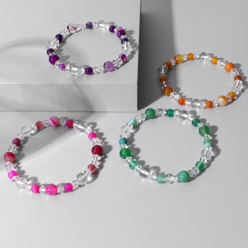 Sieviešu dabīgā akmens ahāts rokassprādze Balta kristāla krelles rokassprādze Moderns apaļš krelles rokassprādzes Reiki jogas rotaslietas sievietēm vīriešiem