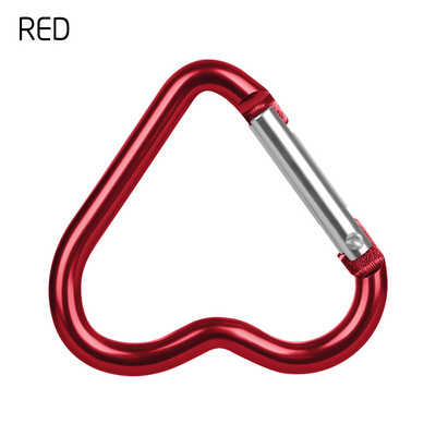 3 db Szív alakú alumínium karabiner kulcstartó kapocs kulcstartó kampó kulacs akasztós utazókészlet kültéri kemping eszközök