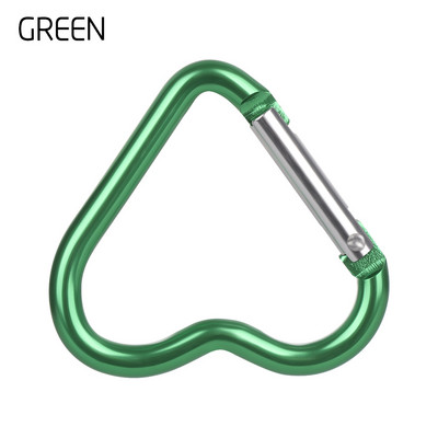 3 db Szív alakú alumínium karabiner kulcstartó kapocs kulcstartó kampó kulacs akasztós utazókészlet kültéri kemping eszközök