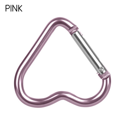 3 db Szív alakú alumínium karabiner kulcstartó kapocs kulcstartó kampó kulacs akasztós utazókészlet kültéri kemping eszközök