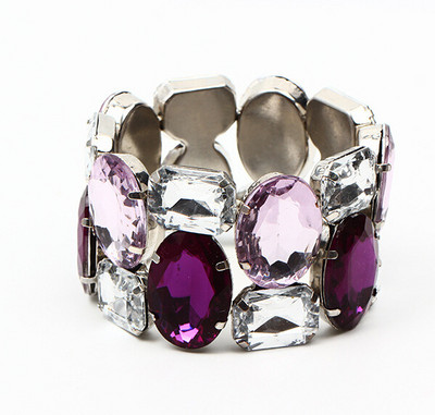 Izsmalcināta sieviešu plata, elastīga, spīdīga rokassprādze, modes krāsaina stikla kristāla līgavas rokassprādze