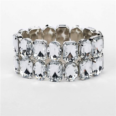 Izsmalcināta sieviešu plata, elastīga, spīdīga rokassprādze, modes krāsaina stikla kristāla līgavas rokassprādze