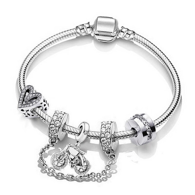 Novi dolazak, posrebrena narukvica s privjeskom za žene s kristalnim perlama, hlačama DIY modni brend, slatke životinje, ljubimci, nakit, poklon