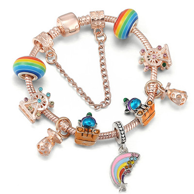 BAOPON jauns sirds un atslēgu kulons rozā zelta krāsā, smalkas rokassprādzes un rokassprādzes