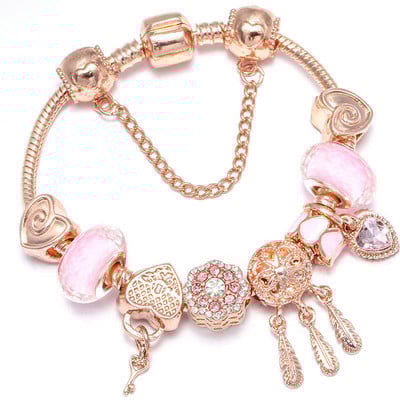 BAOPON jauns sirds un atslēgu kulons rozā zelta krāsā, smalkas rokassprādzes un rokassprādzes