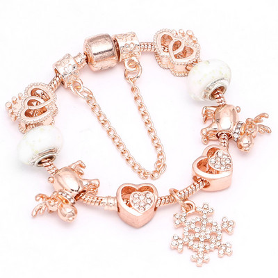 BAOPON jauns sirds un atslēgu kulons rozā zelta krāsā, smalkas rokassprādzes un rokassprādzes