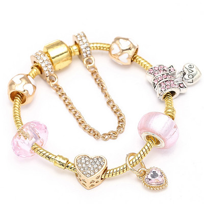 BAOPON jauns sirds un atslēgu kulons rozā zelta krāsā, smalkas rokassprādzes un rokassprādzes