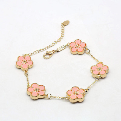 CARLIDANA prabangaus dizaino penkių lapų gėlių apyrankės didmeninė prekyba vakuuminiu paauksuotu madingu spalvingų gėlių papuošalai moterų vakarėliui