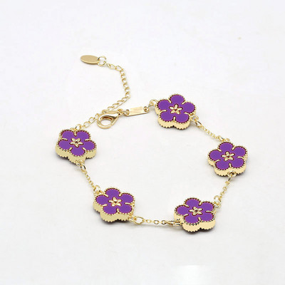 CARLIDANA prabangaus dizaino penkių lapų gėlių apyrankės didmeninė prekyba vakuuminiu paauksuotu madingu spalvingų gėlių papuošalai moterų vakarėliui