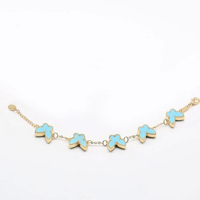 CARLIDANA prabangaus dizaino penkių lapų gėlių apyrankės didmeninė prekyba vakuuminiu paauksuotu madingu spalvingų gėlių papuošalai moterų vakarėliui