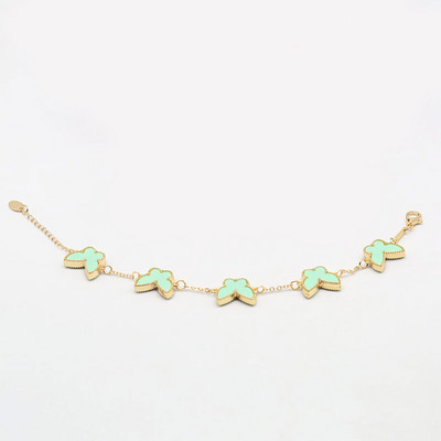 CARLIDANA prabangaus dizaino penkių lapų gėlių apyrankės didmeninė prekyba vakuuminiu paauksuotu madingu spalvingų gėlių papuošalai moterų vakarėliui